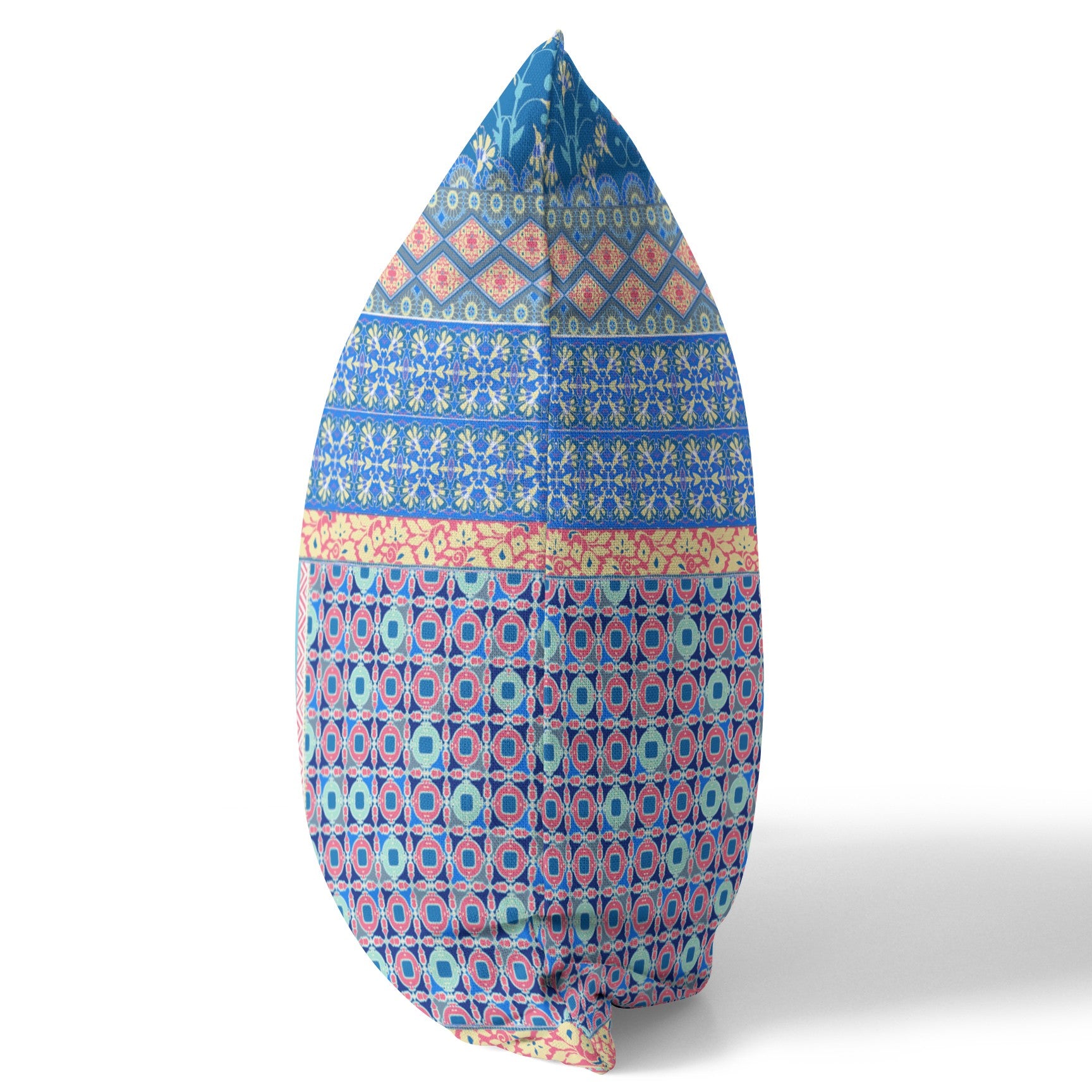 18 英寸藍色黃色貼片吹製封閉式絨面革抱枕