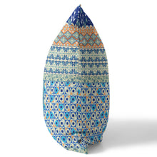 Cojín de gamuza soplada y cerrada con parche naranja azul marino de 18 