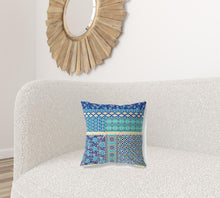 16” Navy Blue Patch Blown & Closed Suede Throw Pillow