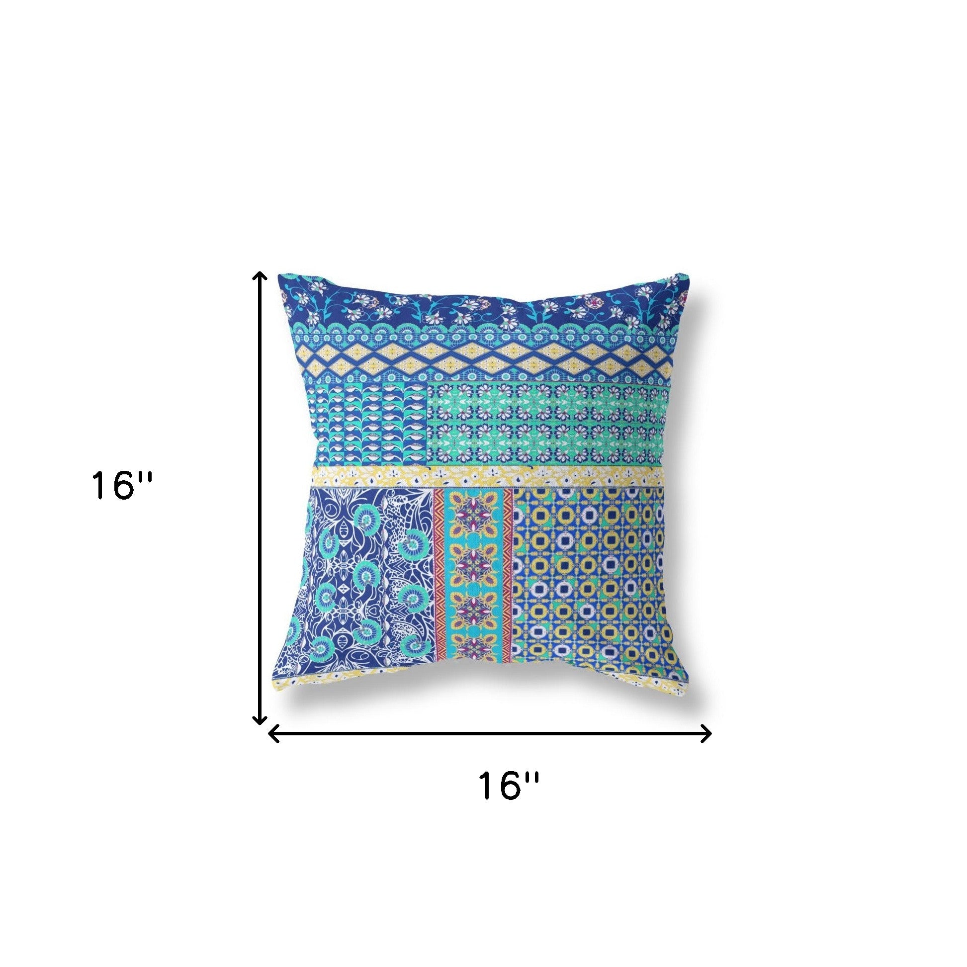 16” Navy Blue Patch Blown & Closed Suede Throw Pillow