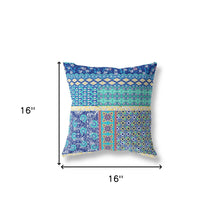 16” Navy Blue Patch Blown & Closed Suede Throw Pillow