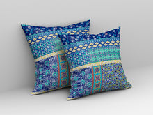 Cojín de gamuza soplado y cerrado con parche azul marino de 18 