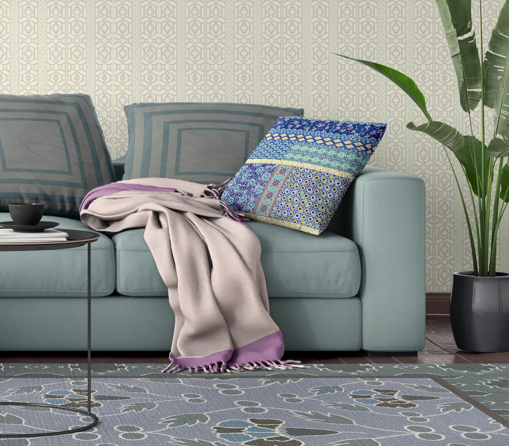 Cojín de gamuza soplado y cerrado con parche azul marino de 18 "