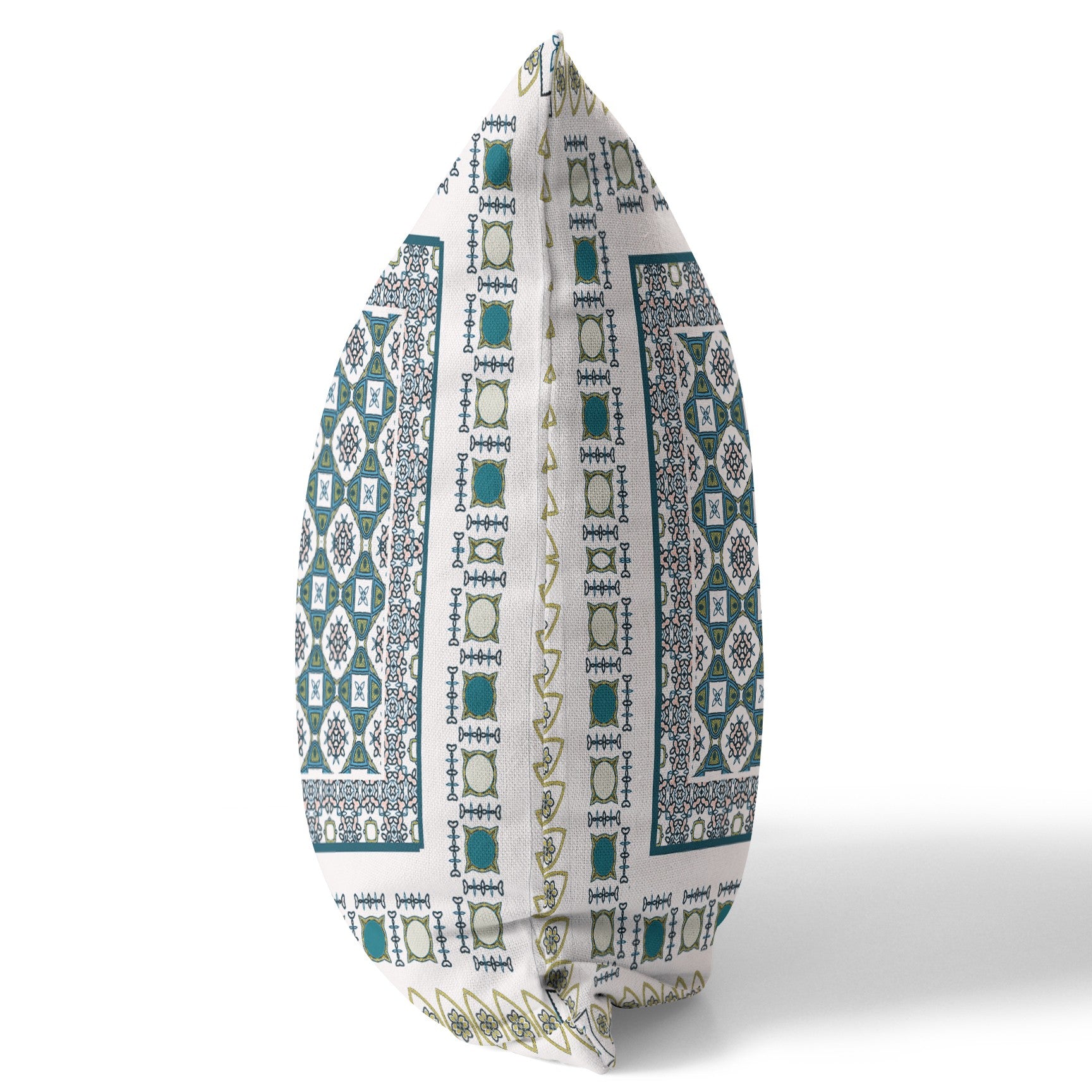 16" X 16" White And Green Floral Blown Seam Suede Throw Pillow