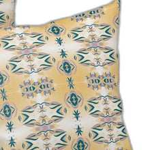 18 英寸 X 18 英寸白色和黃色抽象吹縫絨面革抱枕