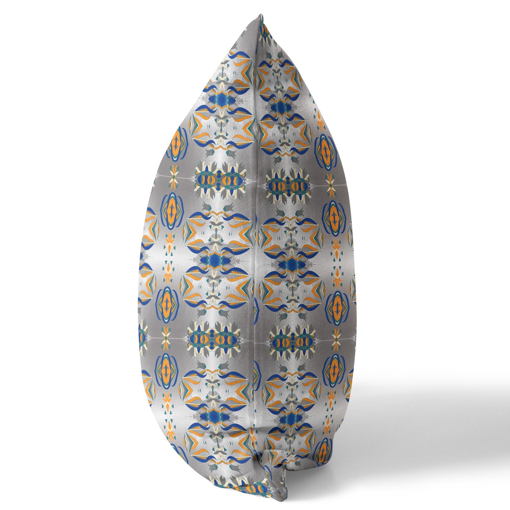 Cojín de gamuza con costura soplada abstracta gris y naranja de 18 "X 18"