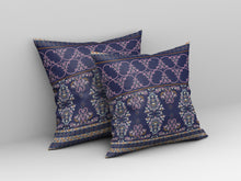 Cojín de gamuza con costura soplada con plantilla azul y rosa de 16 