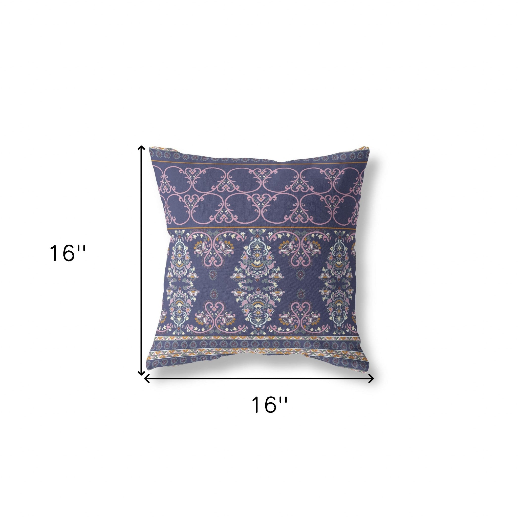 Cojín de gamuza con costura soplada con plantilla azul y rosa de 16 "X 16"