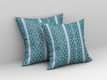 16 英寸 X 16 英寸藍色和棕色幾何吹縫絨面革抱枕