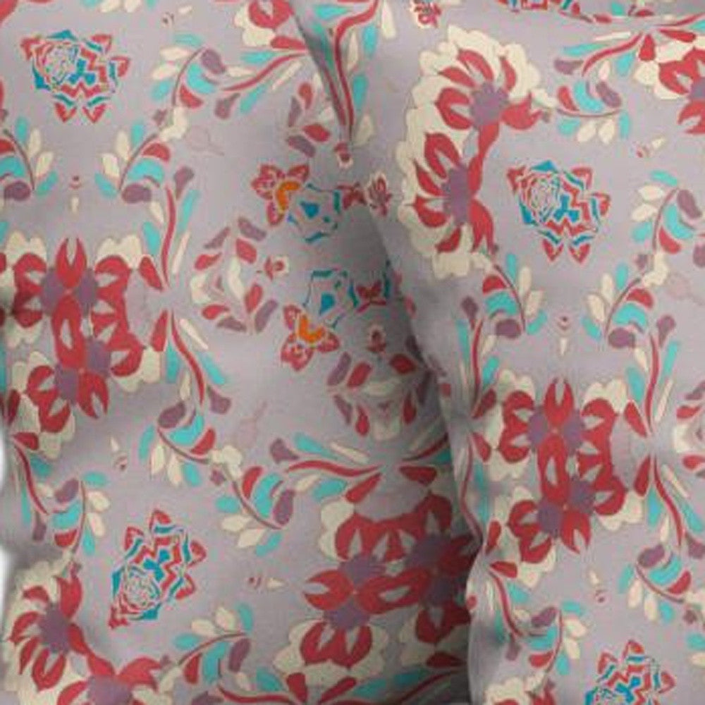 18 英寸 X 18 英寸紫色和紅色抽象吹縫絨面革抱枕