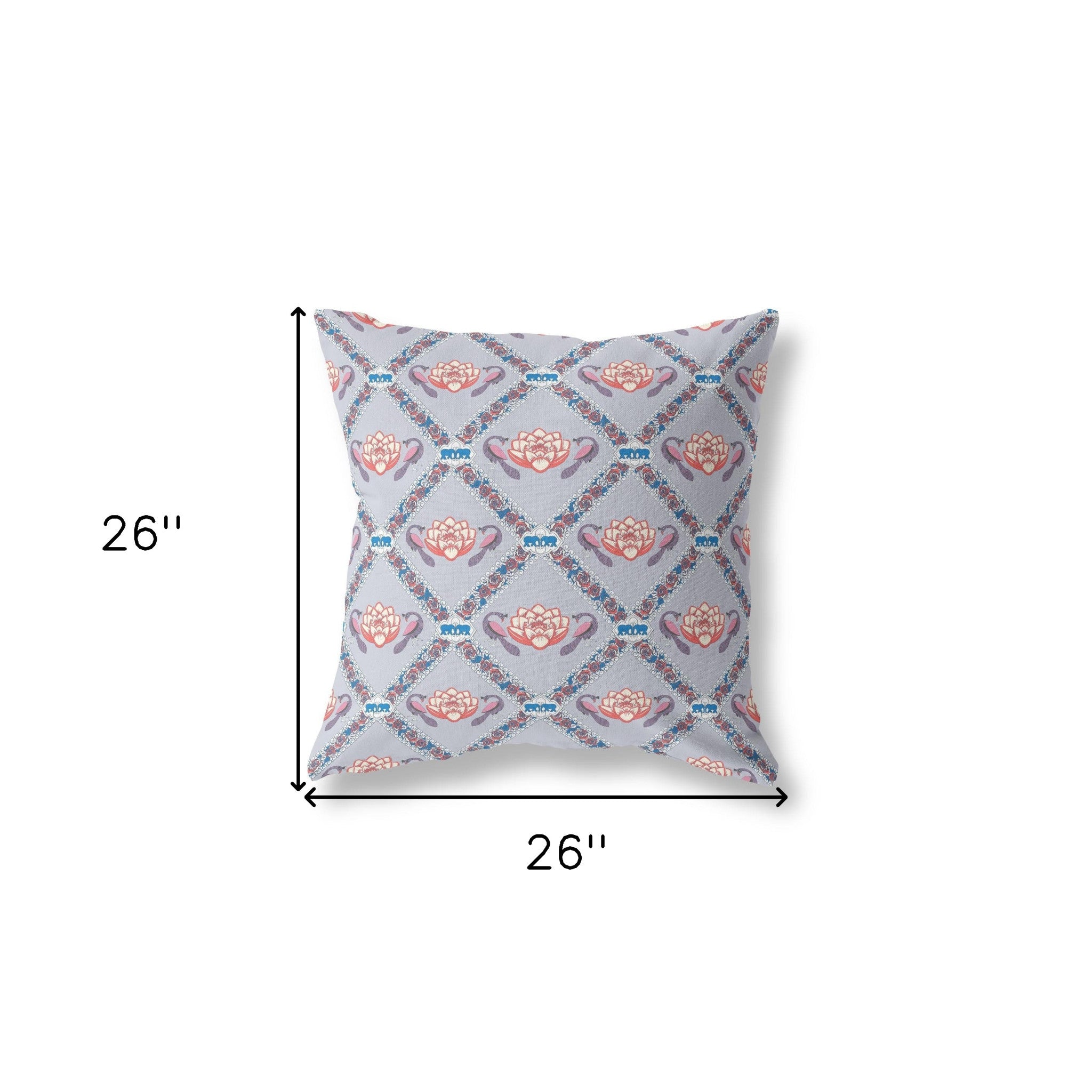 18"x18" Gray Red Blue Zippered Broadcloth Geometric Throw Pillow