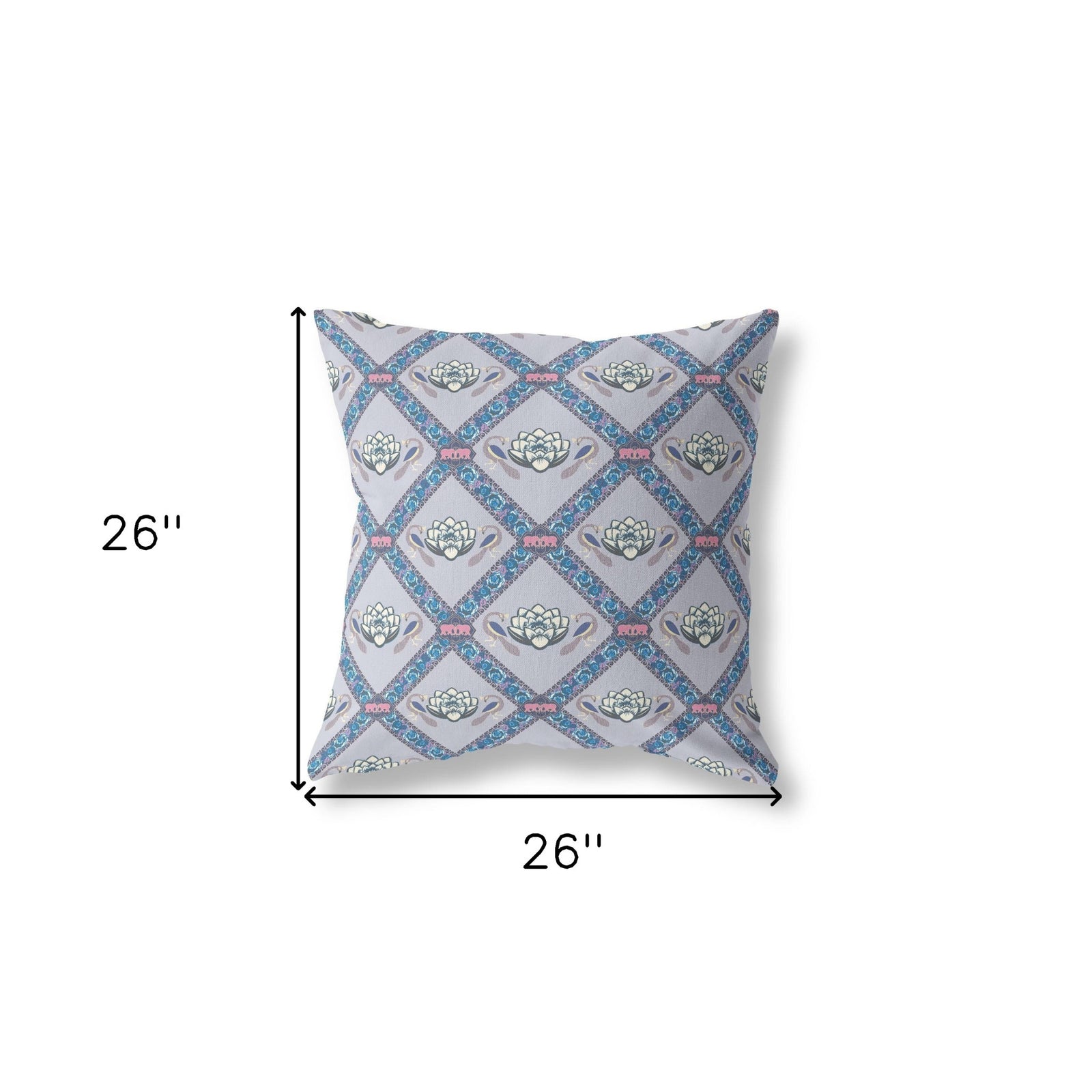 18"x18" Gray Sea Blue Pink Zippered Broadcloth Geometric Throw Pillow