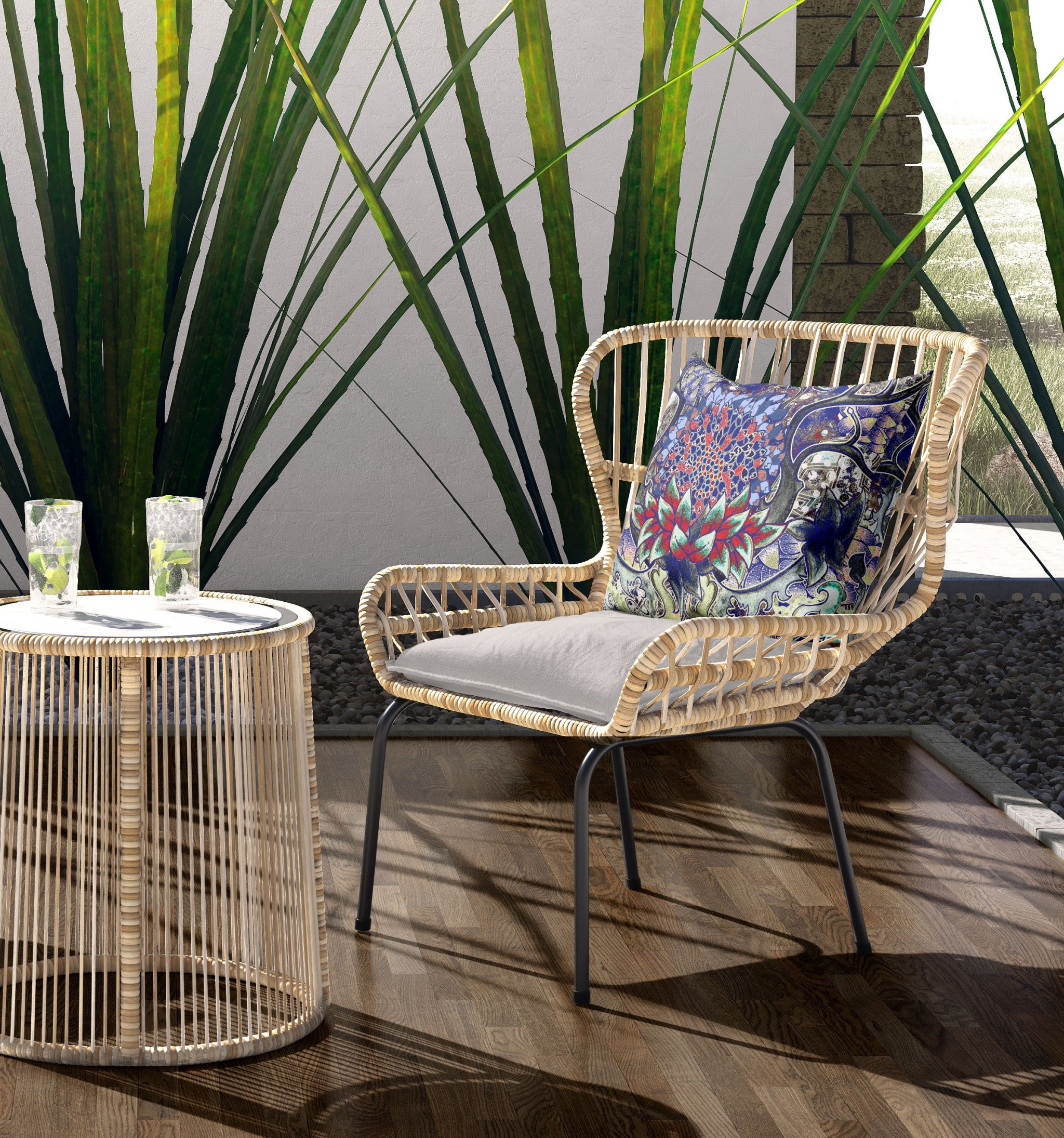 18"x18" Electric Blue Aqua Zippered Broadcloth Geometric Throw Pillow