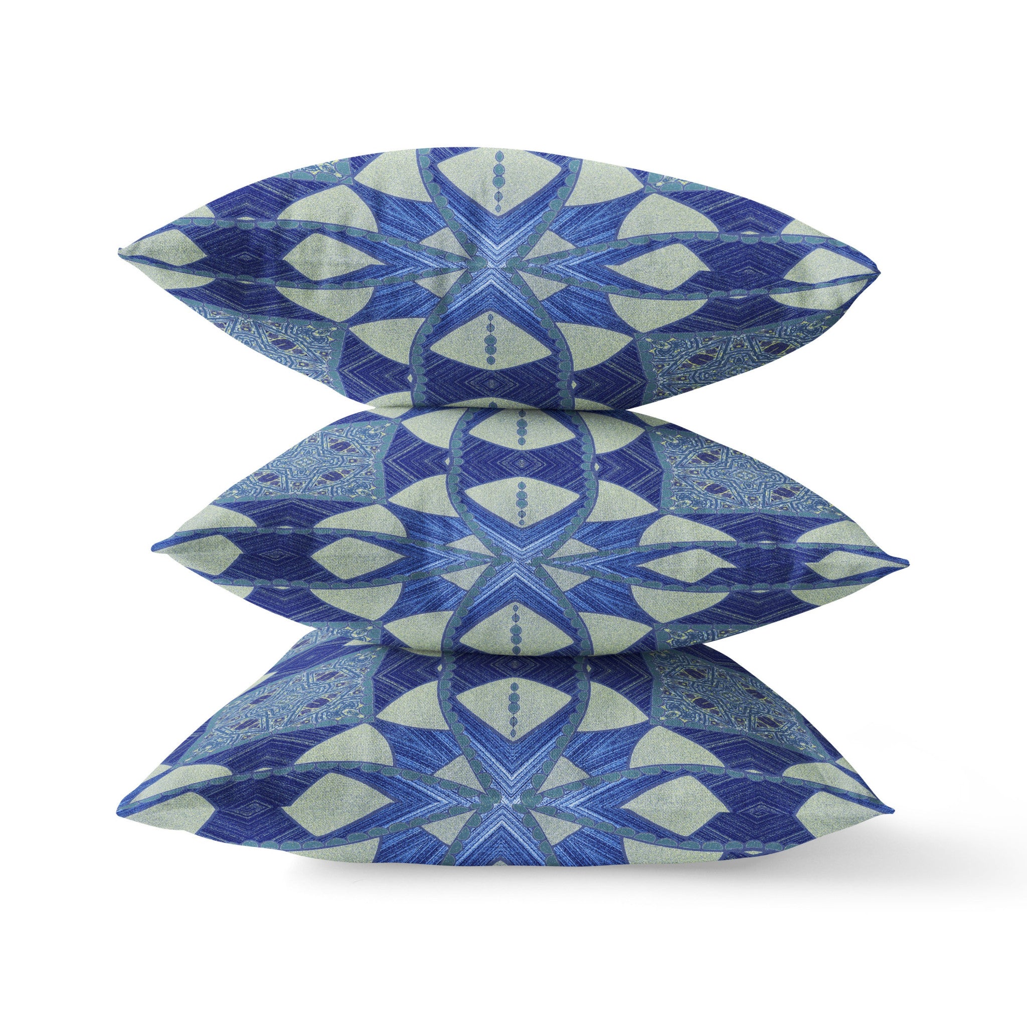 16" X 16" Dark Blue Zippered Geometric Indoor Outdoor Throw Pillow