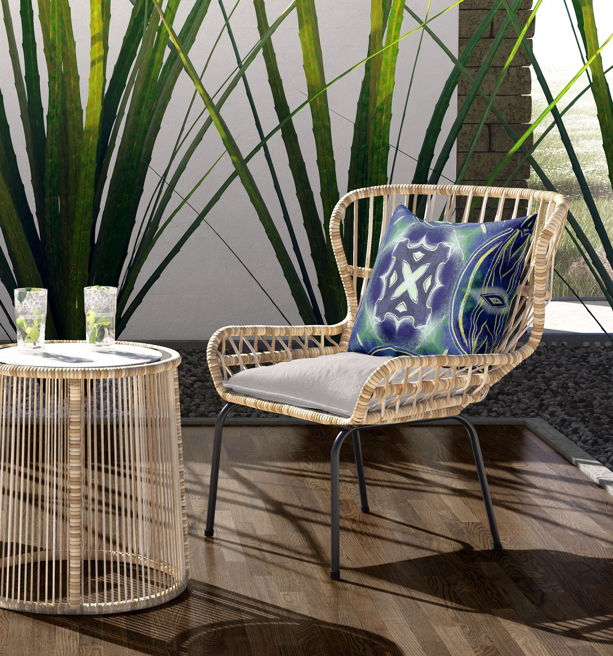 18"x18" Evening Blue Green Zippered Broadcloth Geometric Throw Pillow