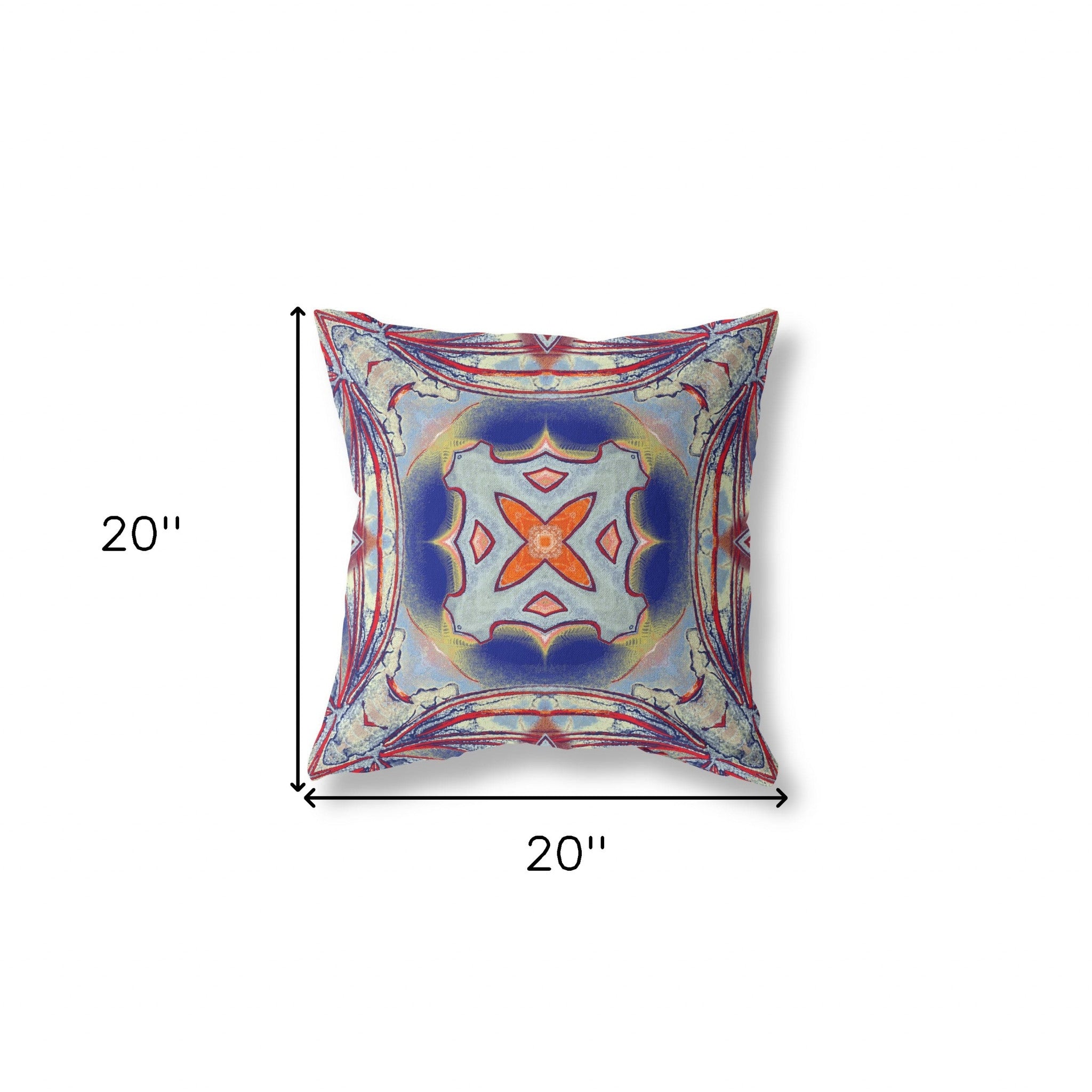 18"x18" Gray Red Orange Midnight Blue Zippered Broadcloth Geometric Throw Pillow