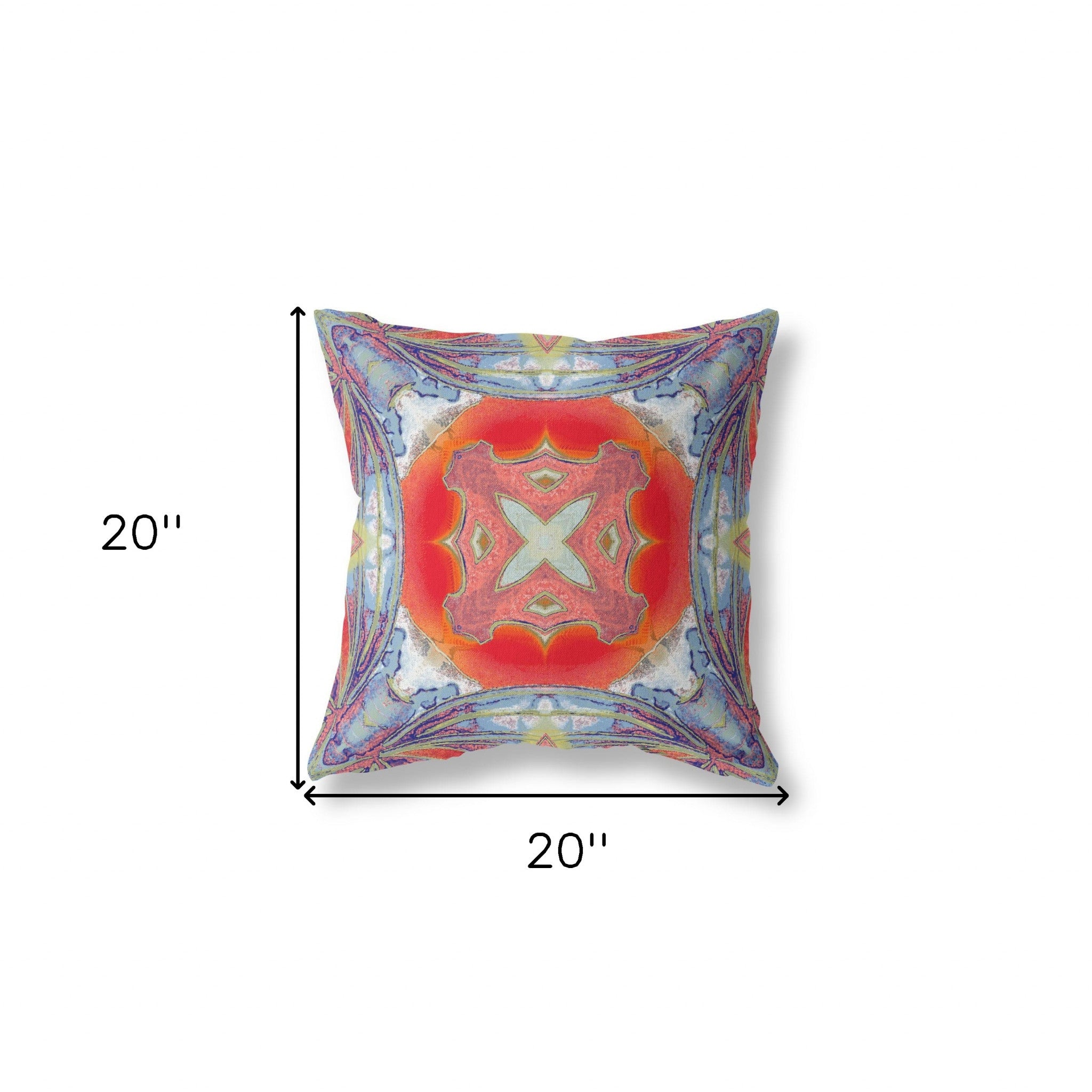 18"x18" Muted Blue Hot Orange Zippered Broadcloth Geometric Throw Pillow