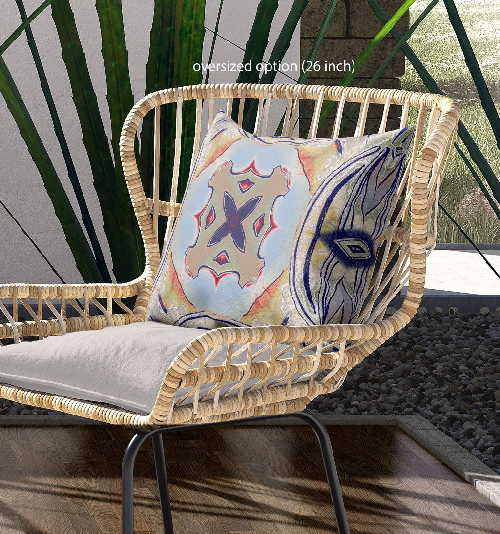 16"x16" Muted Green Orange Zippered Broadcloth Geometric Throw Pillow