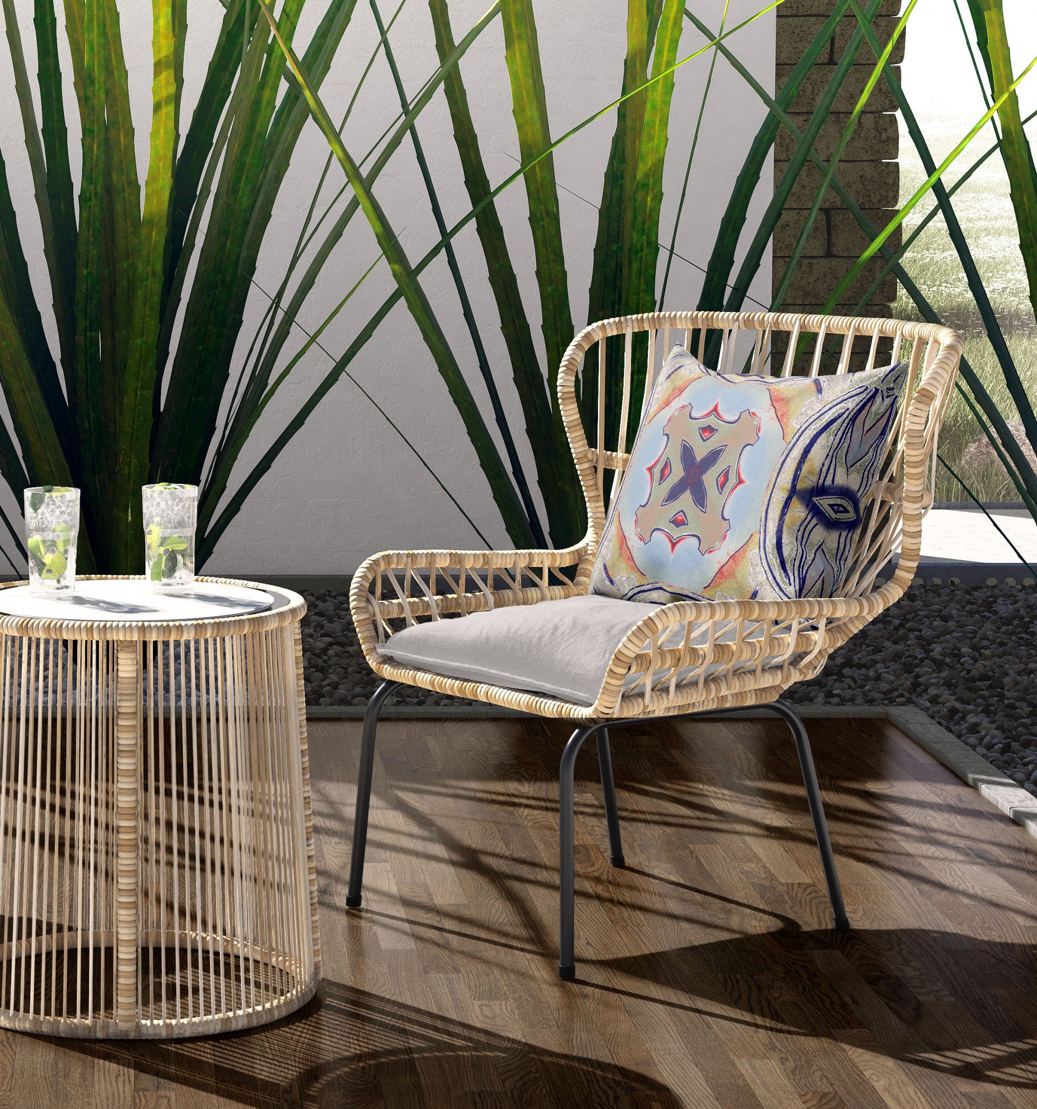 18"x18" Muted Green Orange Zippered Broadcloth Geometric Throw Pillow