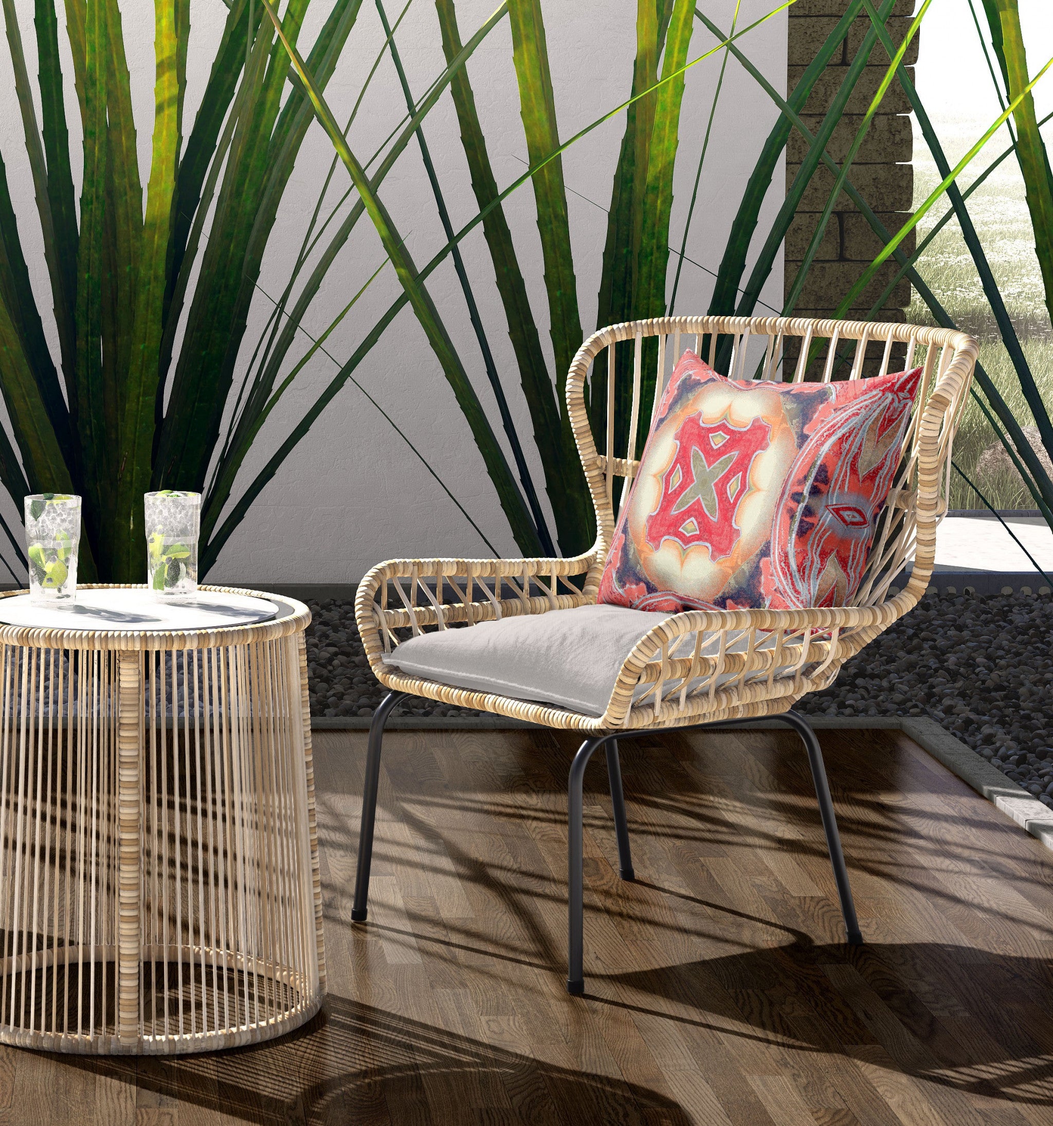 18"x18" Pink Peach Red Zippered Broadcloth Geometric Throw Pillow