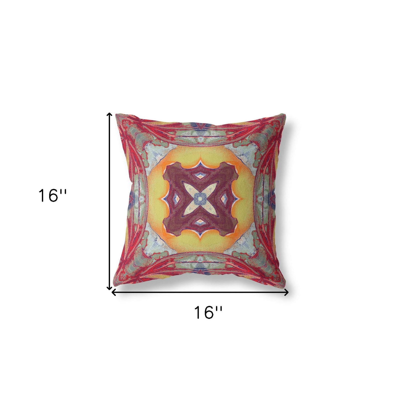 16"x16" Yellow Red Magenta Green Zippered Broadcloth Geometric Throw Pillow