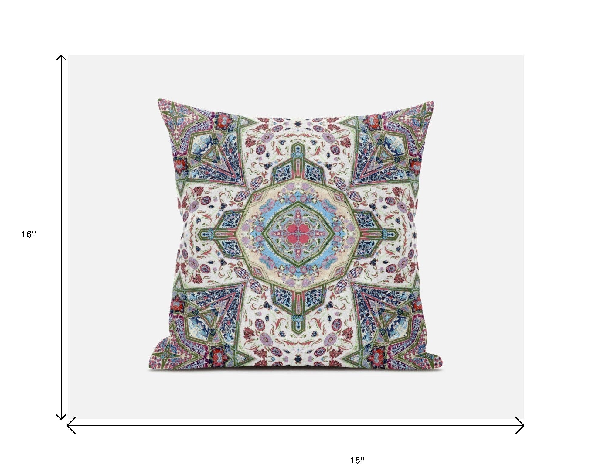 Cream Pink Boho Flower Zippered Suede Throw Pillow 16”