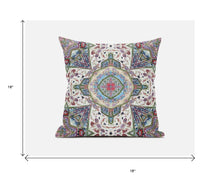 18 英寸奶油粉色波西米亞花拉鍊絨面革抱枕