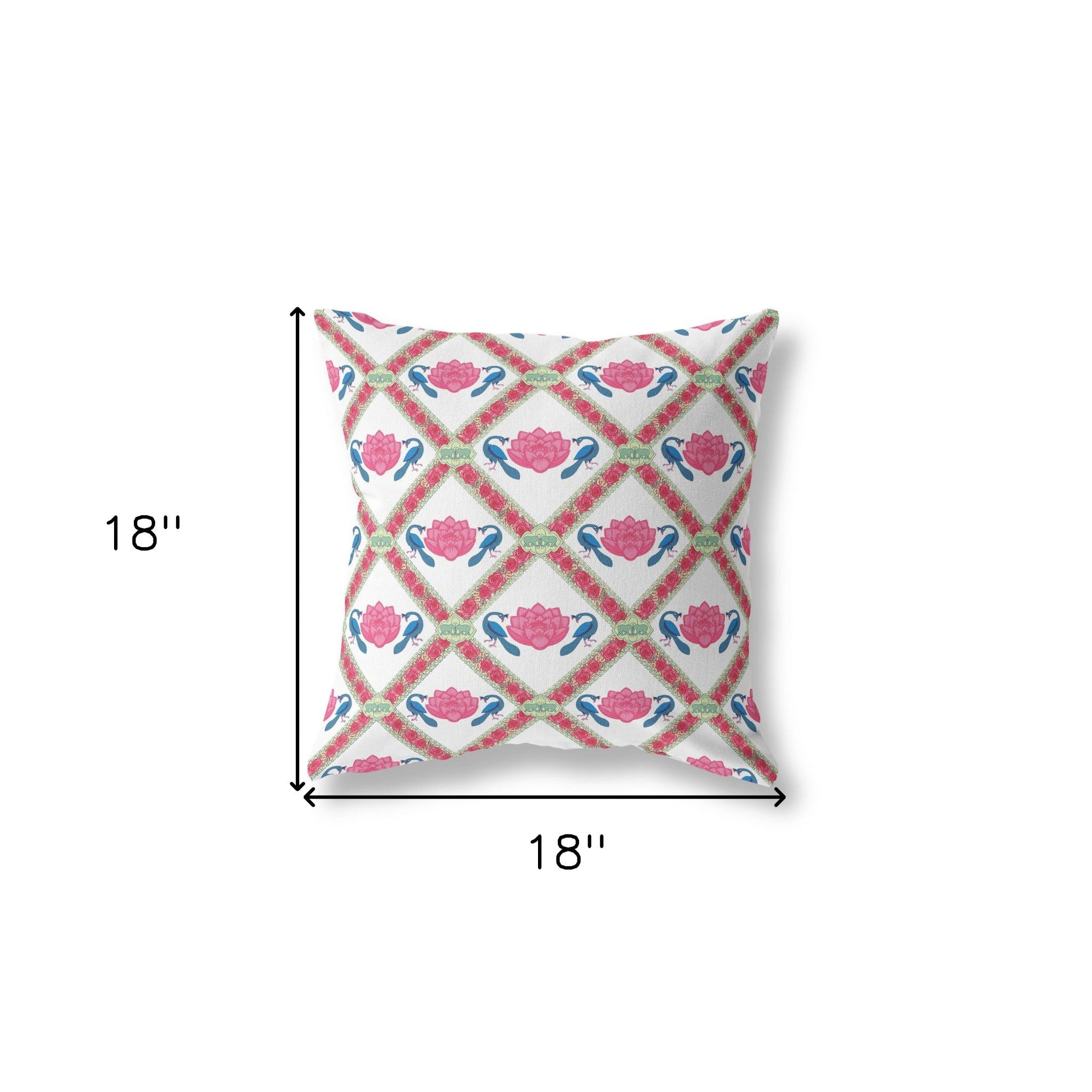 18"x18" Pink Blue White Zippered Suede Geometric Throw Pillow