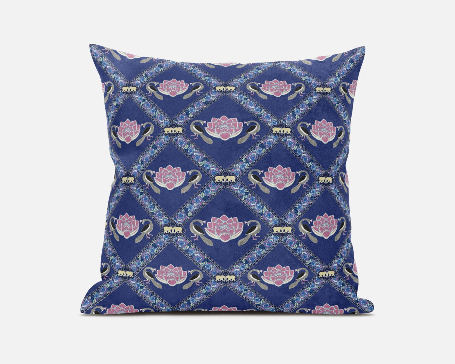 18"x18" Purple Blue Pink Zippered Suede Geometric Throw Pillow