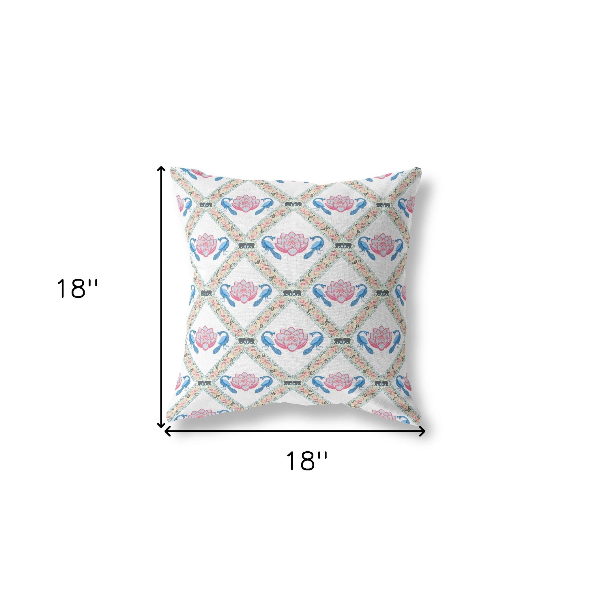 18"x18" White Blue Gray Zippered Suede Geometric Throw Pillow