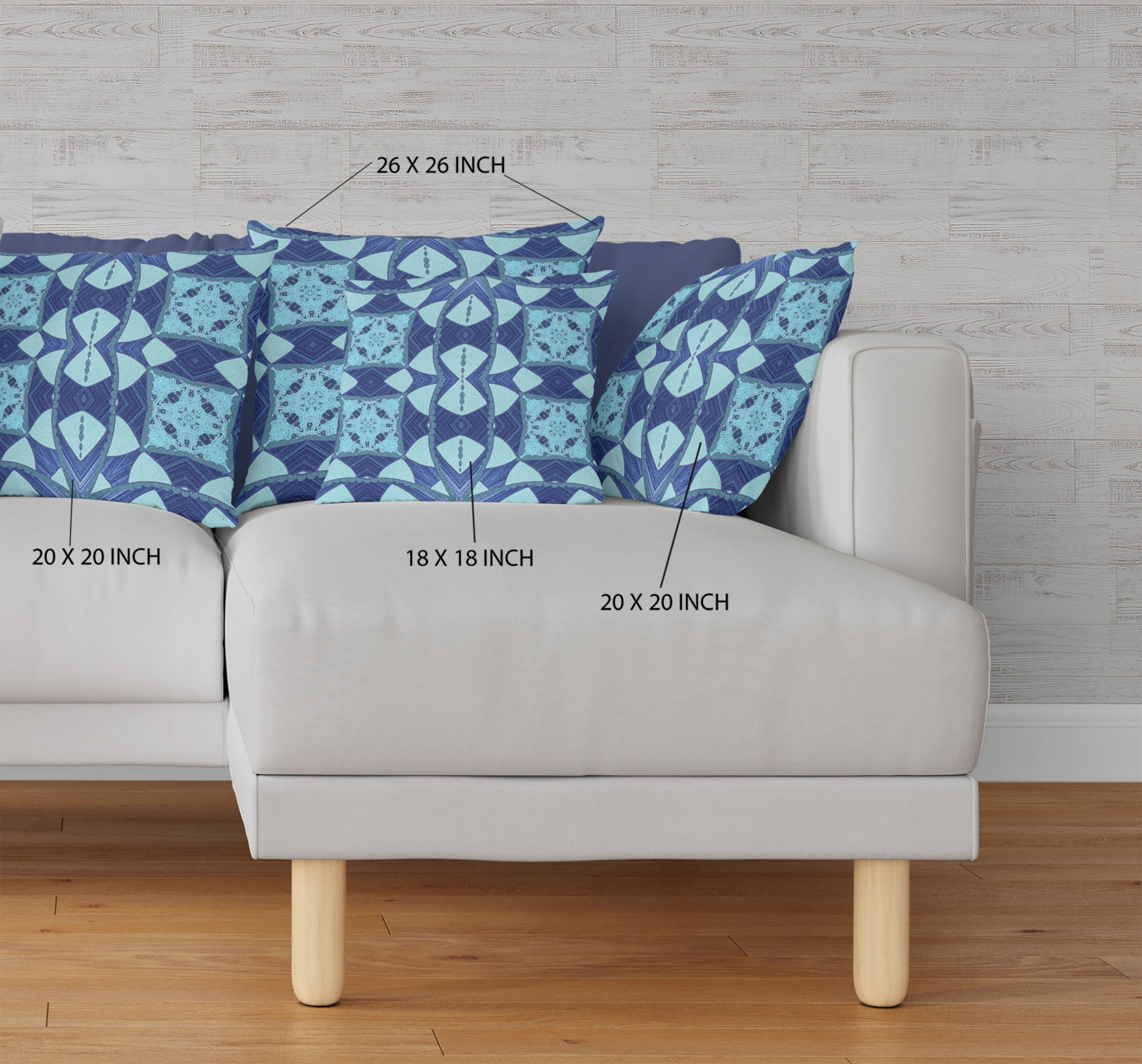 18"x18" Blue Sky Blue Zippered Suede Geometric Throw Pillow