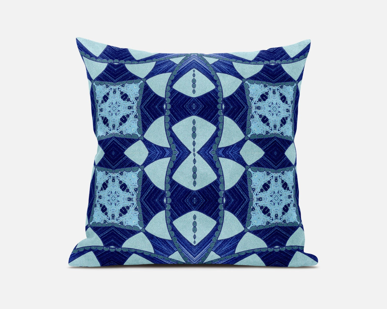 18"x18" Blue Sky Blue Zippered Suede Geometric Throw Pillow