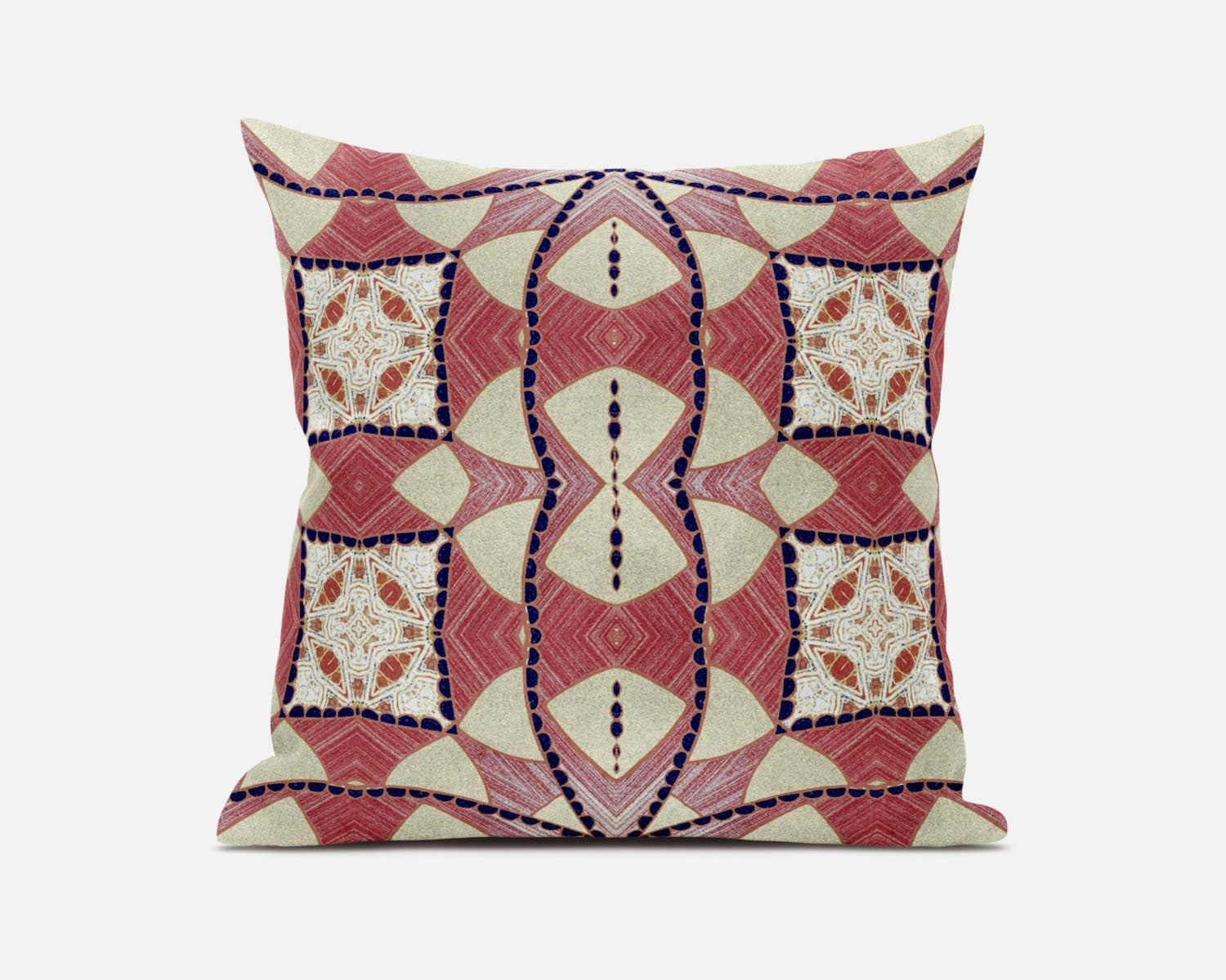 18"x18" Red Yellow White Zippered Suede Geometric Throw Pillow