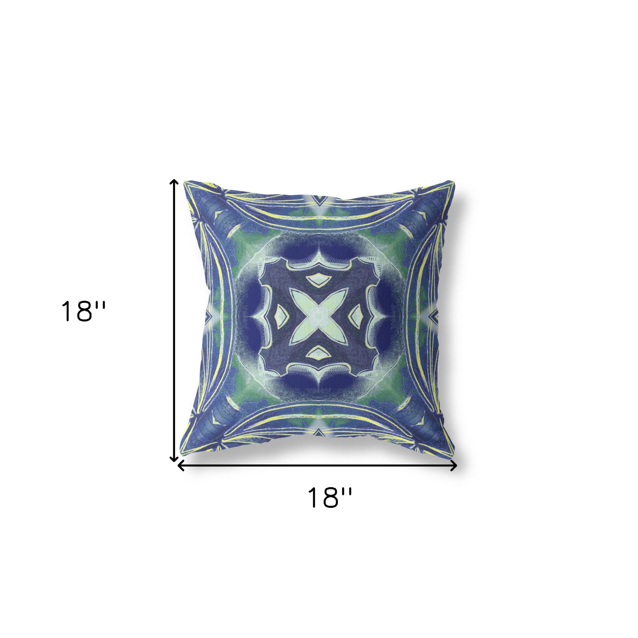 18"x18" Evening Blue Green Zippered Suede Geometric Throw Pillow