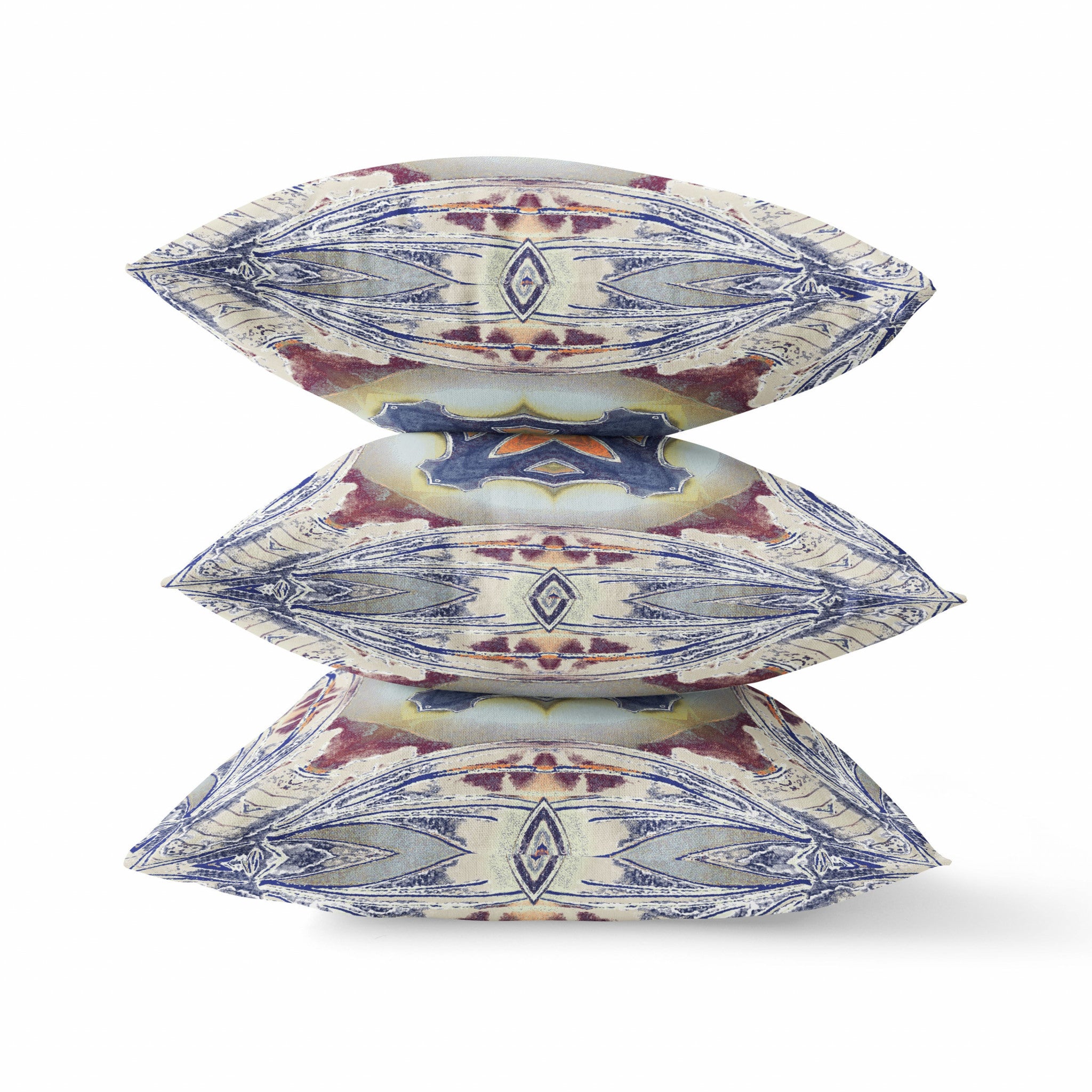 16"x16" Grey Brown Indigo Zippered Suede Geometric Throw Pillow