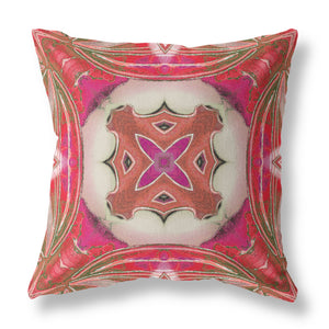 16"x16" Hot Pink Gray Zippered Suede Geometric Throw Pillow