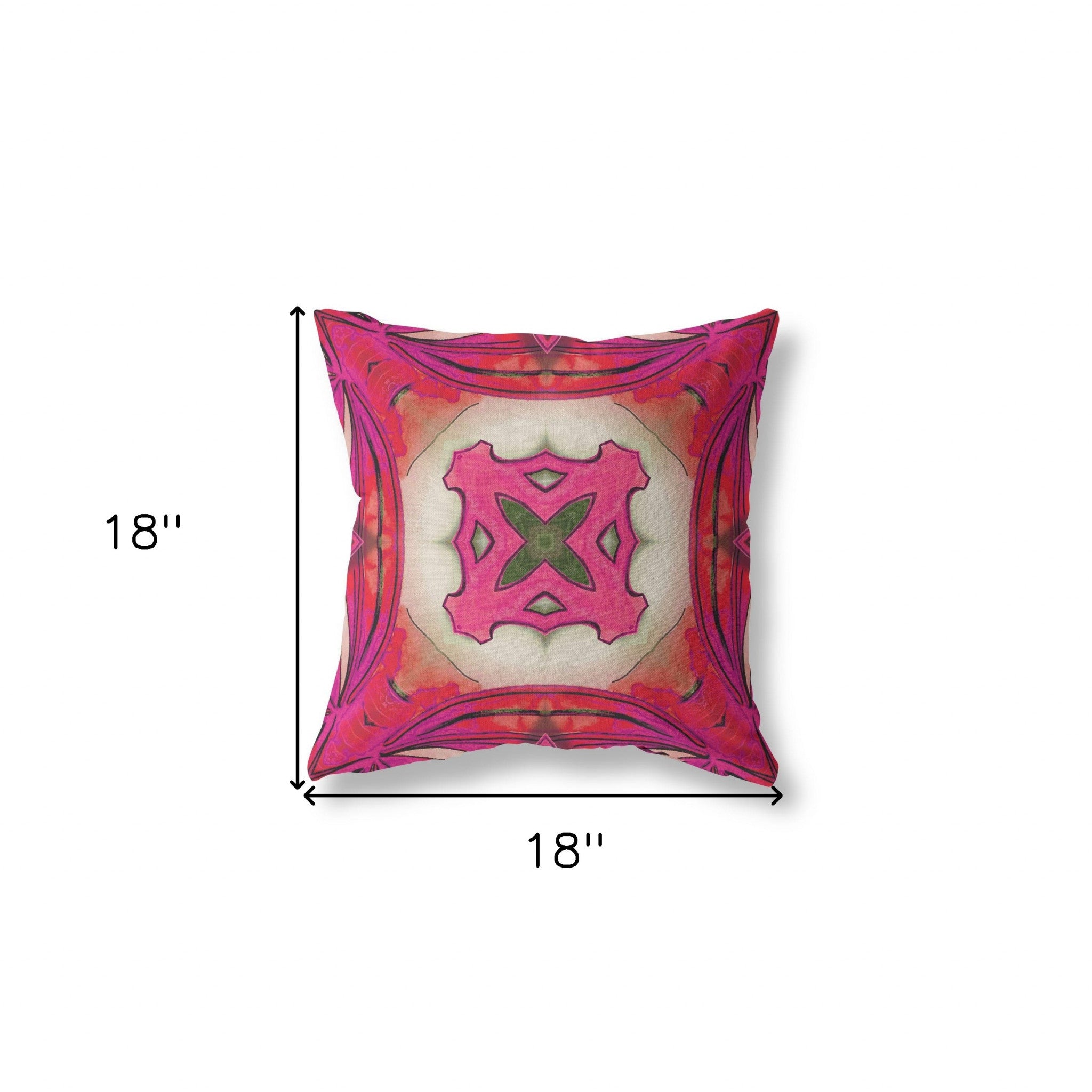 18"x18" Hot Pink Zippered Suede Geometric Throw Pillow