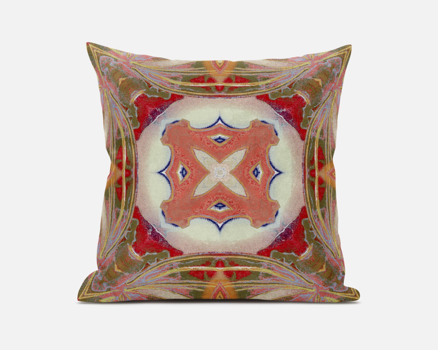 18" X 18" Muted Red Zippered Geometric Indoor Outdoor Throw Pillow