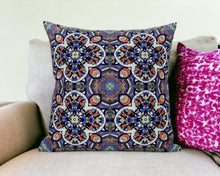 18” Gray Blue Cloverleaf Boho Zippered Suede Throw Pillow