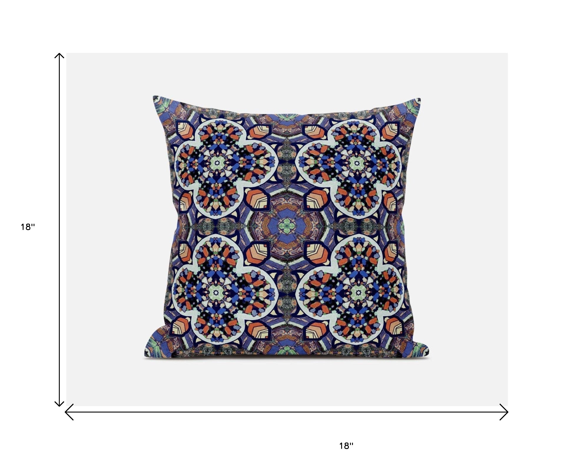 18” Gray Blue Cloverleaf Boho Zippered Suede Throw Pillow