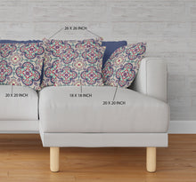 18” Mauve Blue Cloverleaf Boho Zippered Suede Throw Pillow