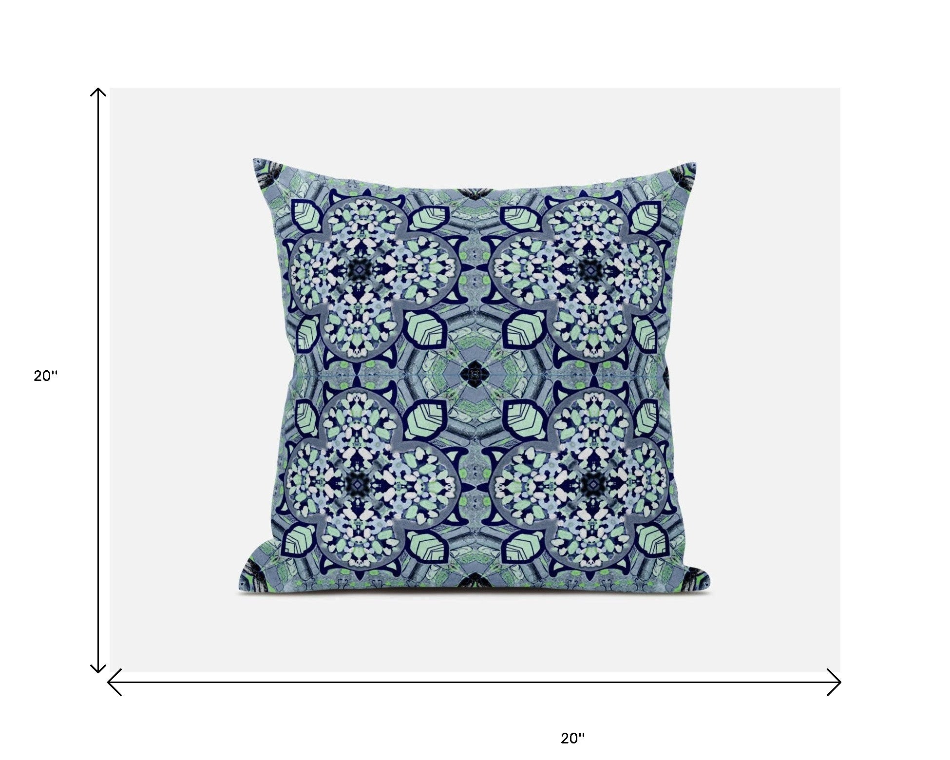 18” Blue Aqua Cloverleaf Boho Zippered Suede Throw Pillow