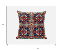 16” Orange Blue Cloverleaf Boho Zippered Suede Throw Pillow