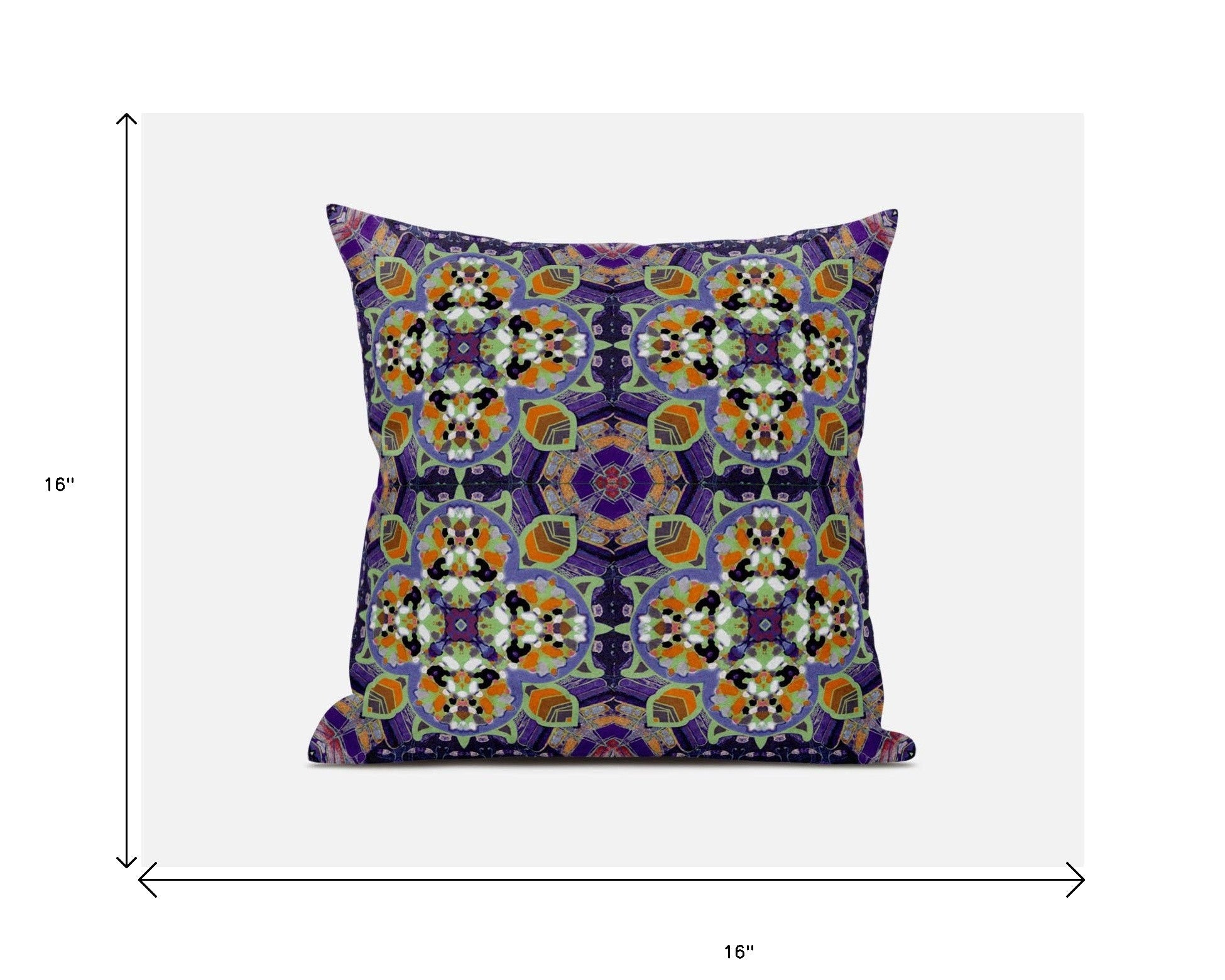 16” Purple Orange Cloverleaf Boho Suede Throw Pillow