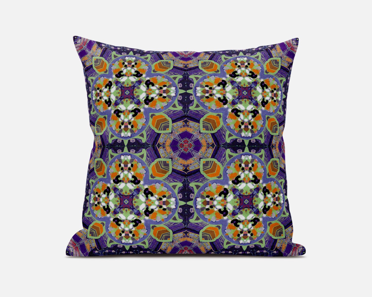 18” Purple Orange Cloverleaf Boho Suede Throw Pillow