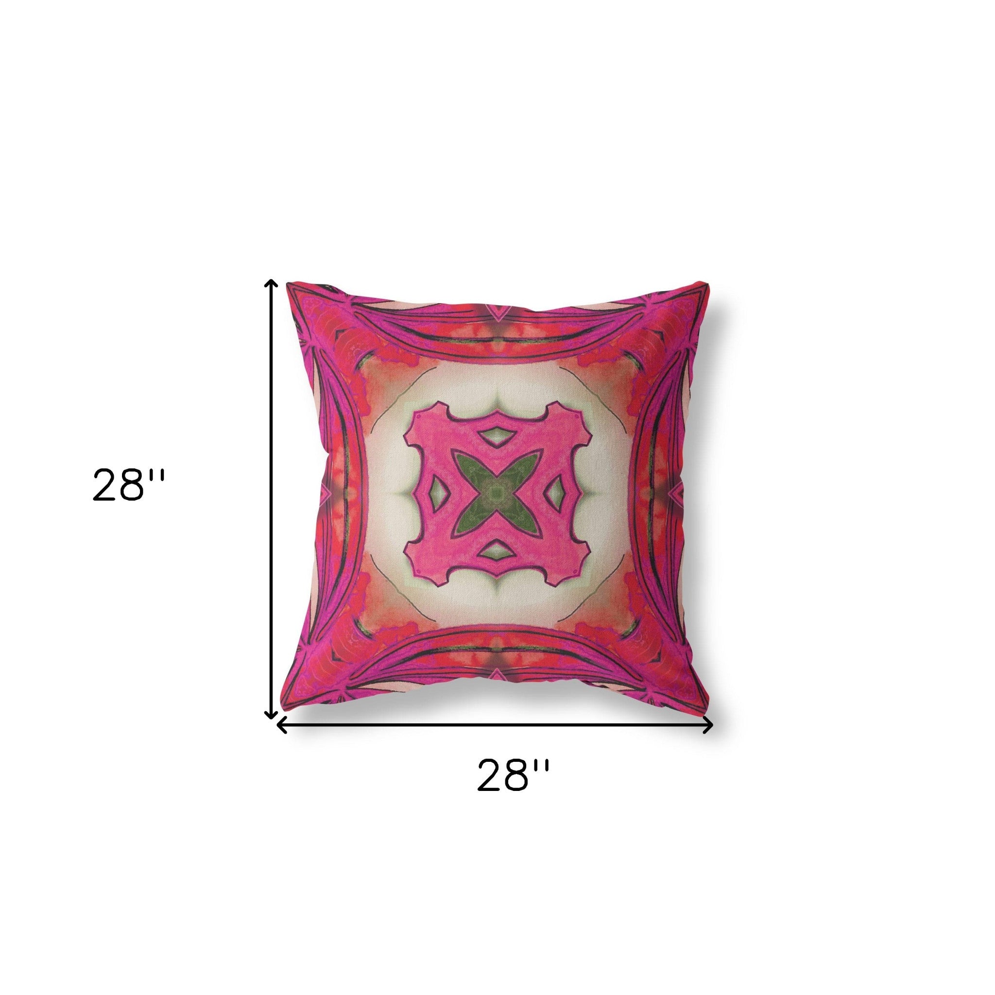 18" X 18" Hot Pink Blown Seam Geometric Indoor Outdoor Throw Pillow