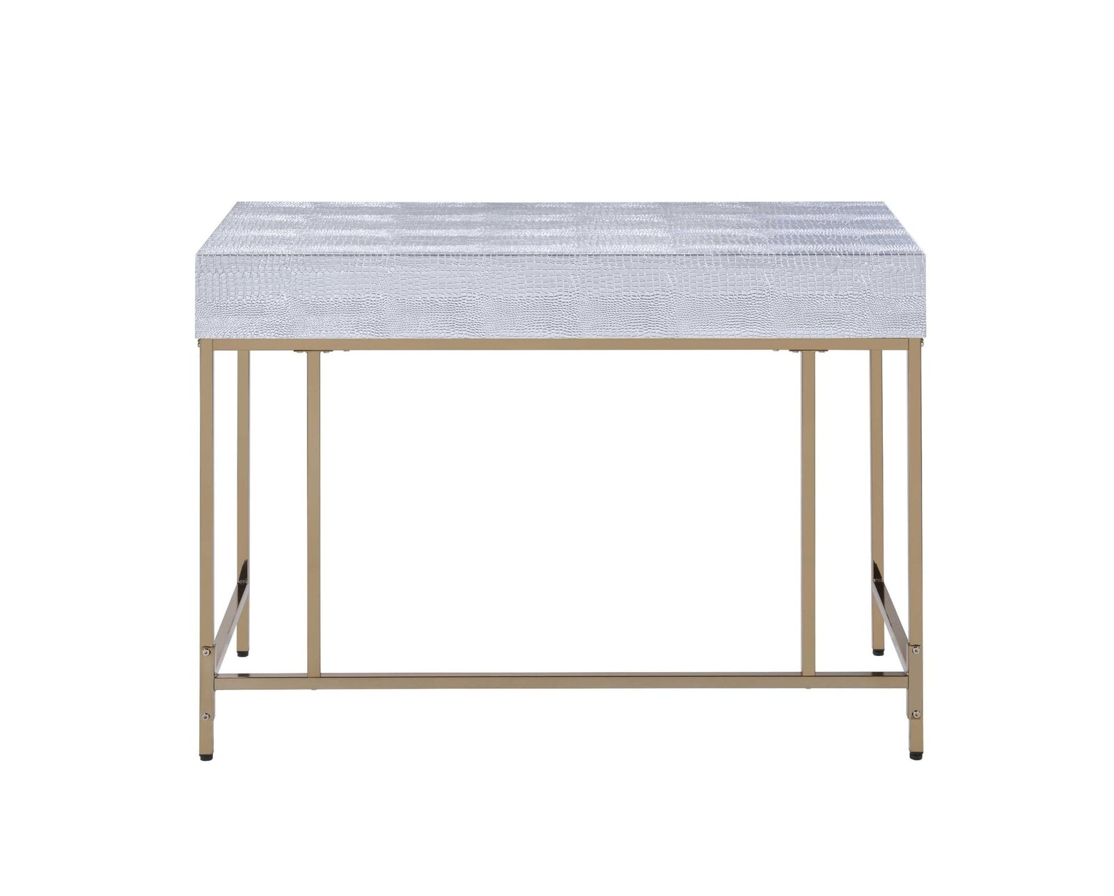 Champagne And Silver Metal Tube Desk 43" X 19" X 32"