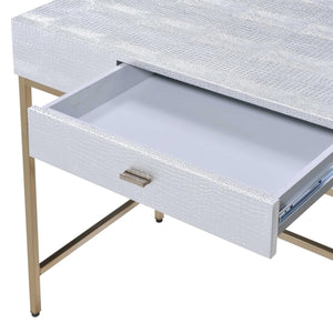 Champagne And Silver Metal Tube Desk 43" X 19" X 32"