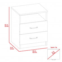 Brown Open Compartment Two Drawer Nightstand