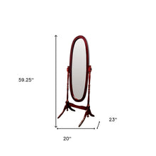 Classic Cherry Finish Cheval Standing Oval Mirror